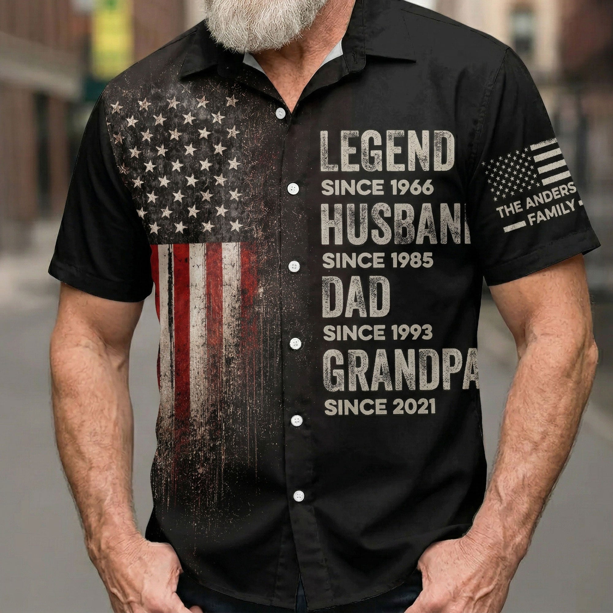 Legend, Husband, Dad And Grandpa Custom Family Name - Personalized Hawaiian Shirt