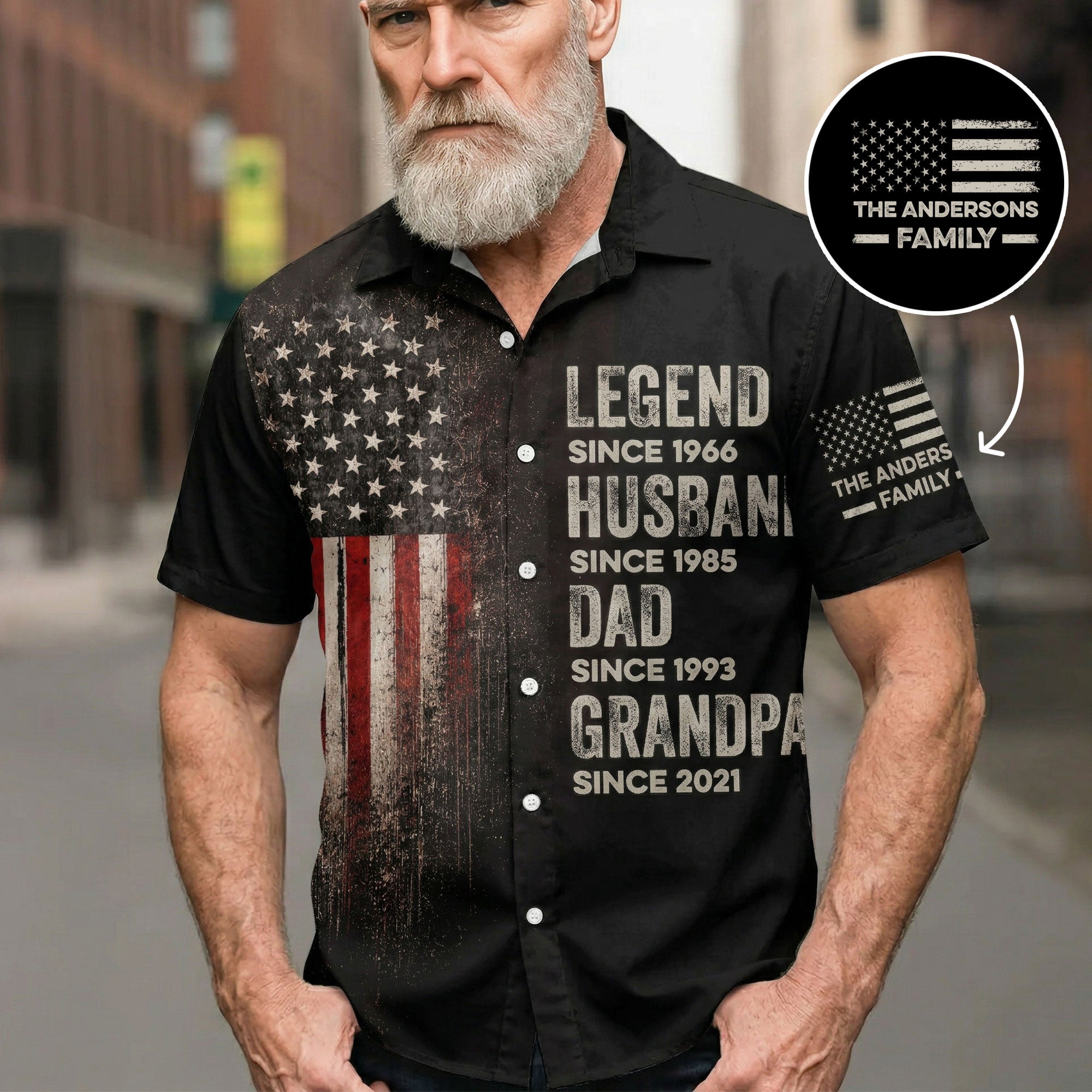Legend, Husband, Dad And Grandpa Custom Family Name - Personalized Hawaiian Shirt