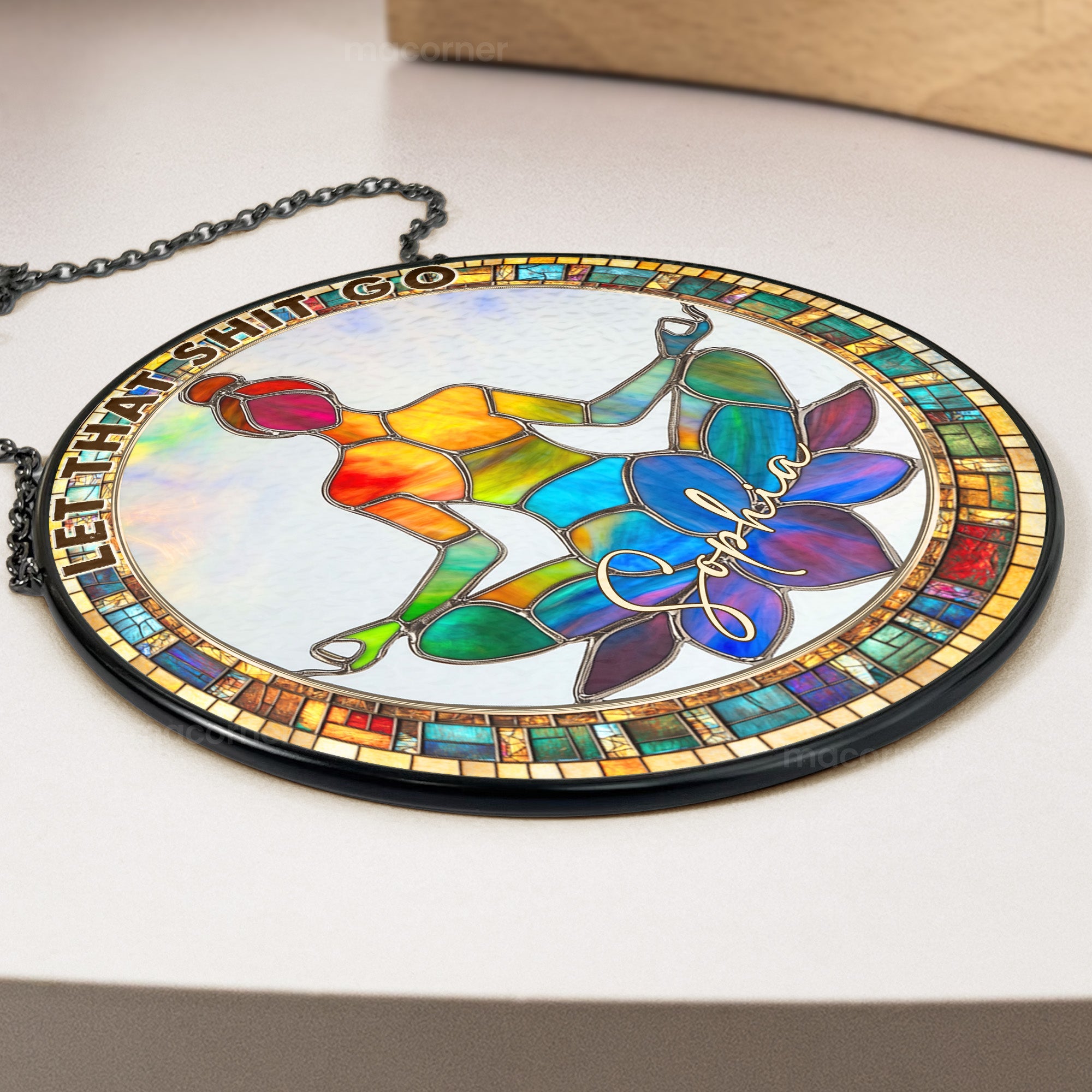 Let That Sht Go - Personalized Stained Glass Window Hanging Suncatcher