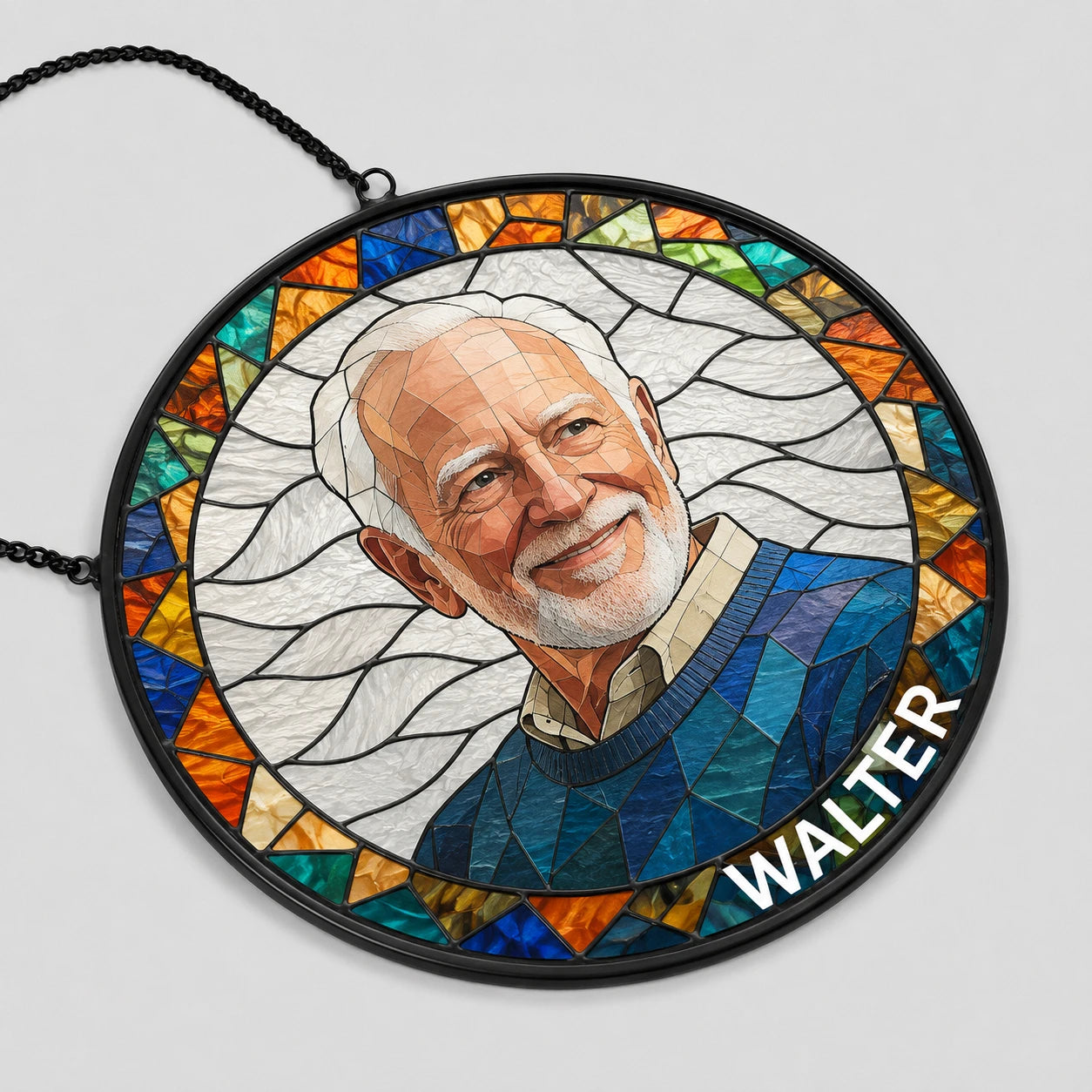 Custom Photo Portrait Dog Cat Family - Personalized Stained Glass Window Hanging Suncatcher