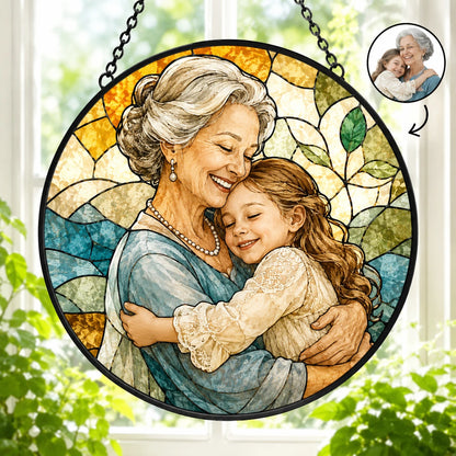 Custom Photo Family Portrait Stained Glass Suncatcher Window Hanging