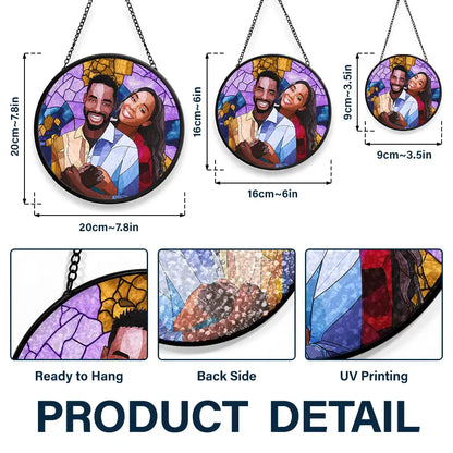 Personalized Photo Portrait Stained Glass Suncatcher Window Hanging – Family Gift