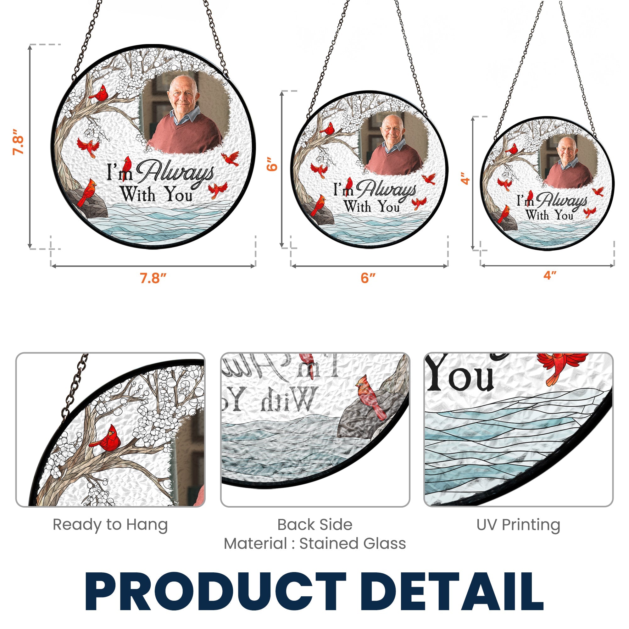 Memorial Gift I'm Always With You - Personalized Photo Stained Glass Window Hanging Suncatcher