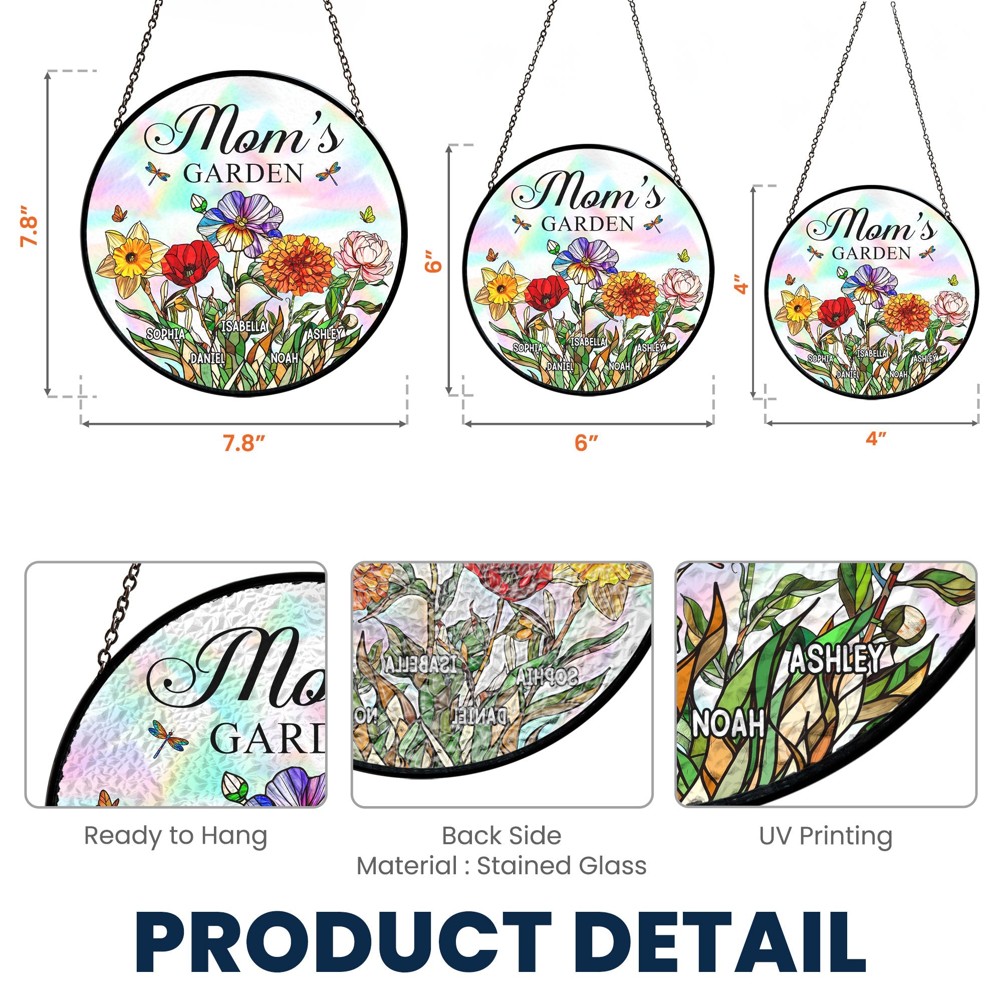 Mom's Garden Custom With Birth Flowers - Personalized Window Hanging Suncatcher