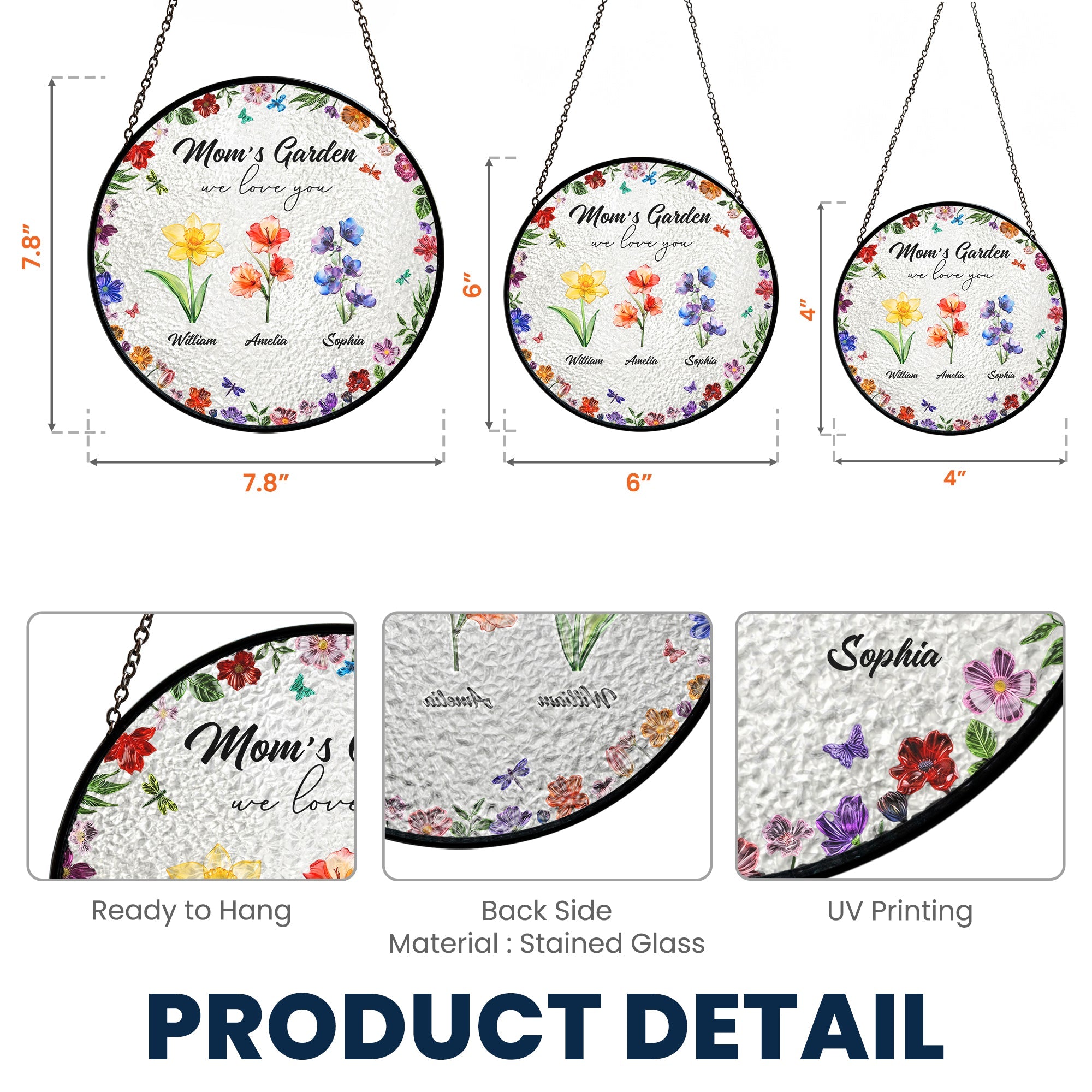 Mom's Garden We Love You Custom Birth Flowers - Personalized Window Hanging Suncatcher