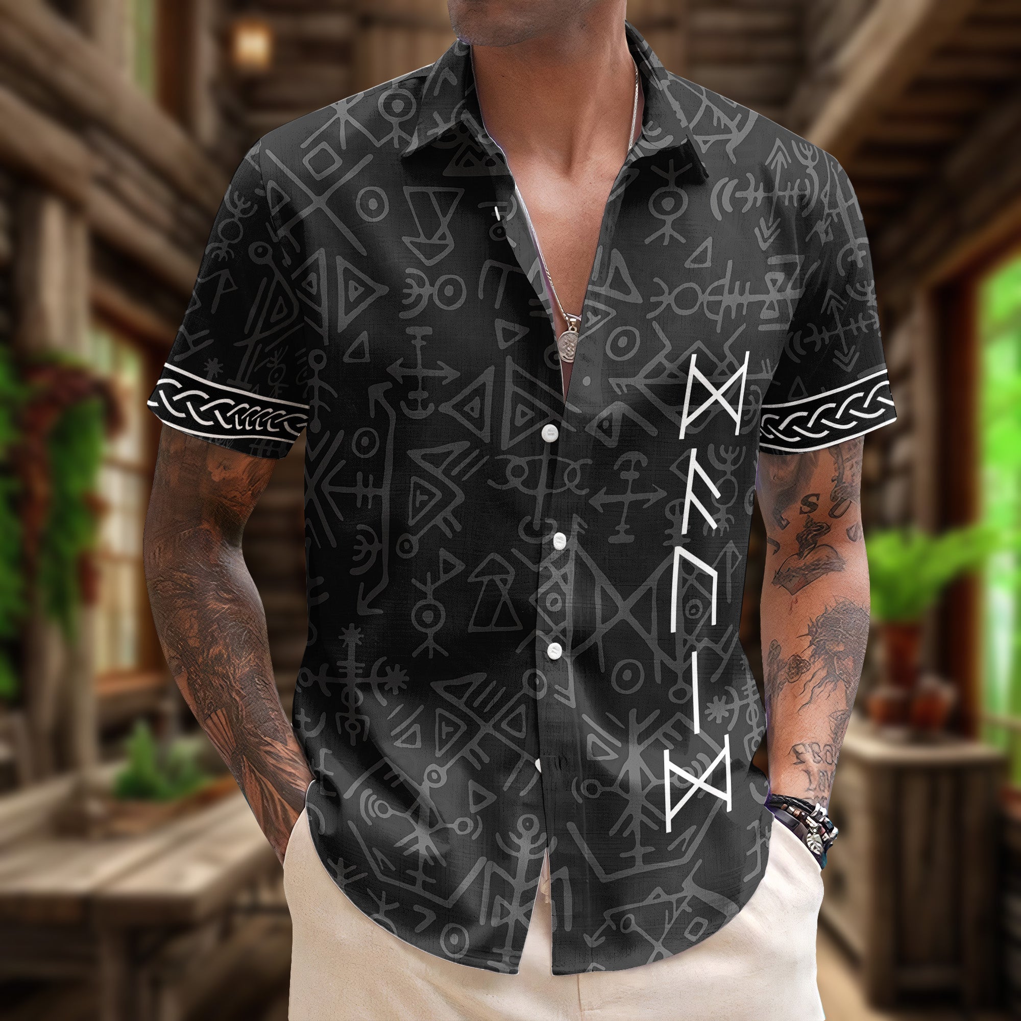 Name In Viking Runes, Ethnic Norse, Norse Mythology - Personalized Hawaiian Shirt