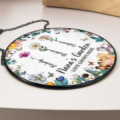 Personalized Nana's Garden Birth Flower & Name Stained Glass Suncatcher