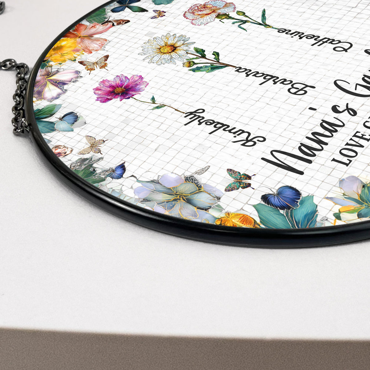 Personalized Nana's Garden Birth Flower & Name Stained Glass Suncatcher