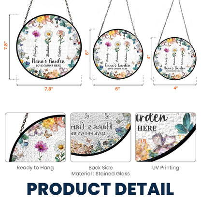 Personalized Nana's Garden Birth Flower & Name Stained Glass Suncatcher