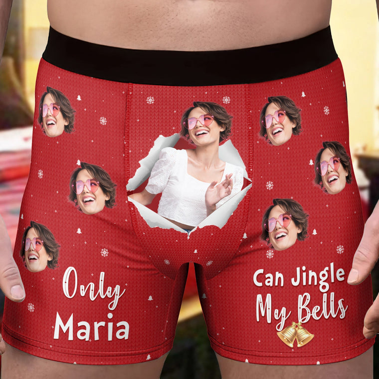 Personalized Photo Men's Boxer Briefs – Only Wife Can Jingle My Bells