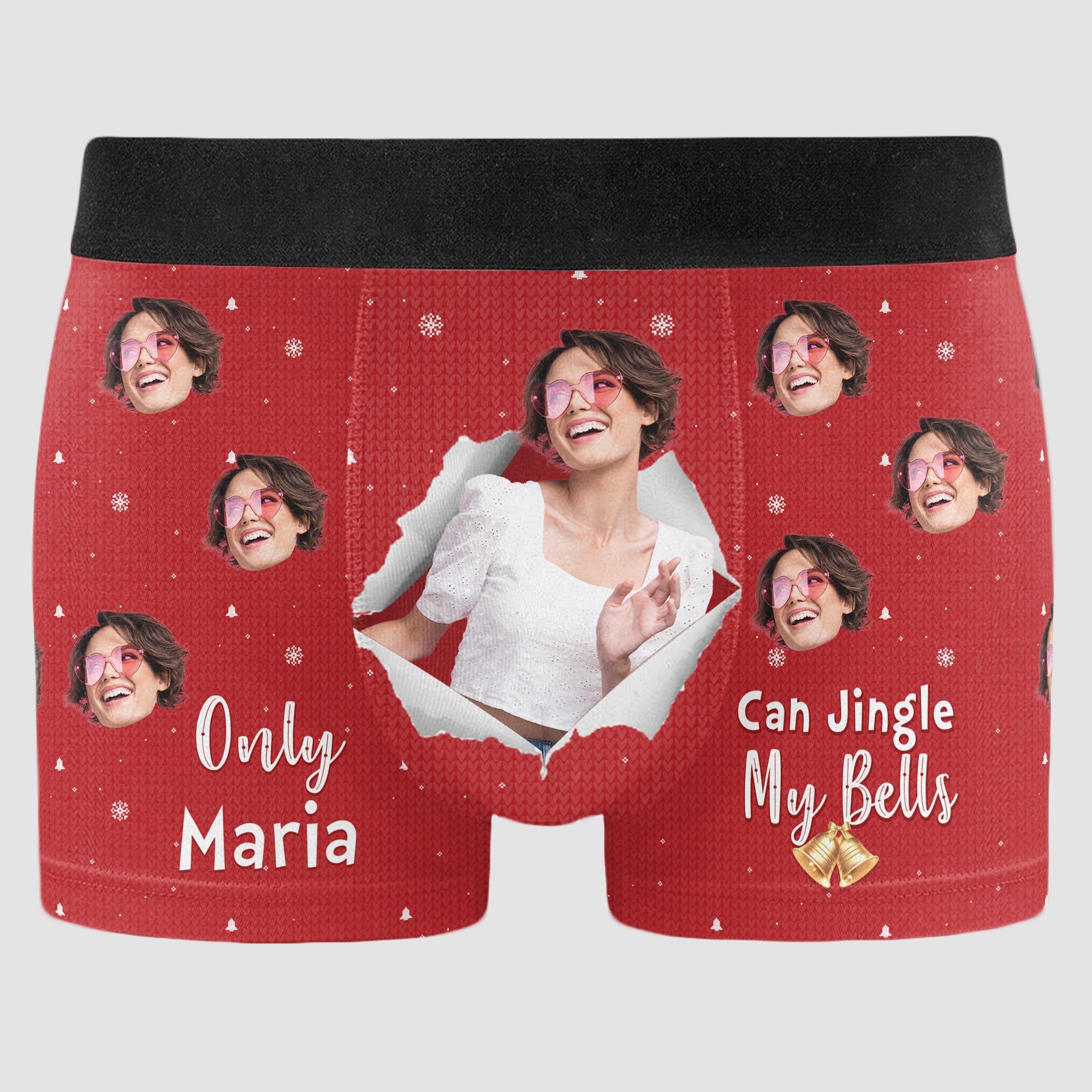 Personalized Photo Men's Boxer Briefs – Only Wife Can Jingle My Bells
