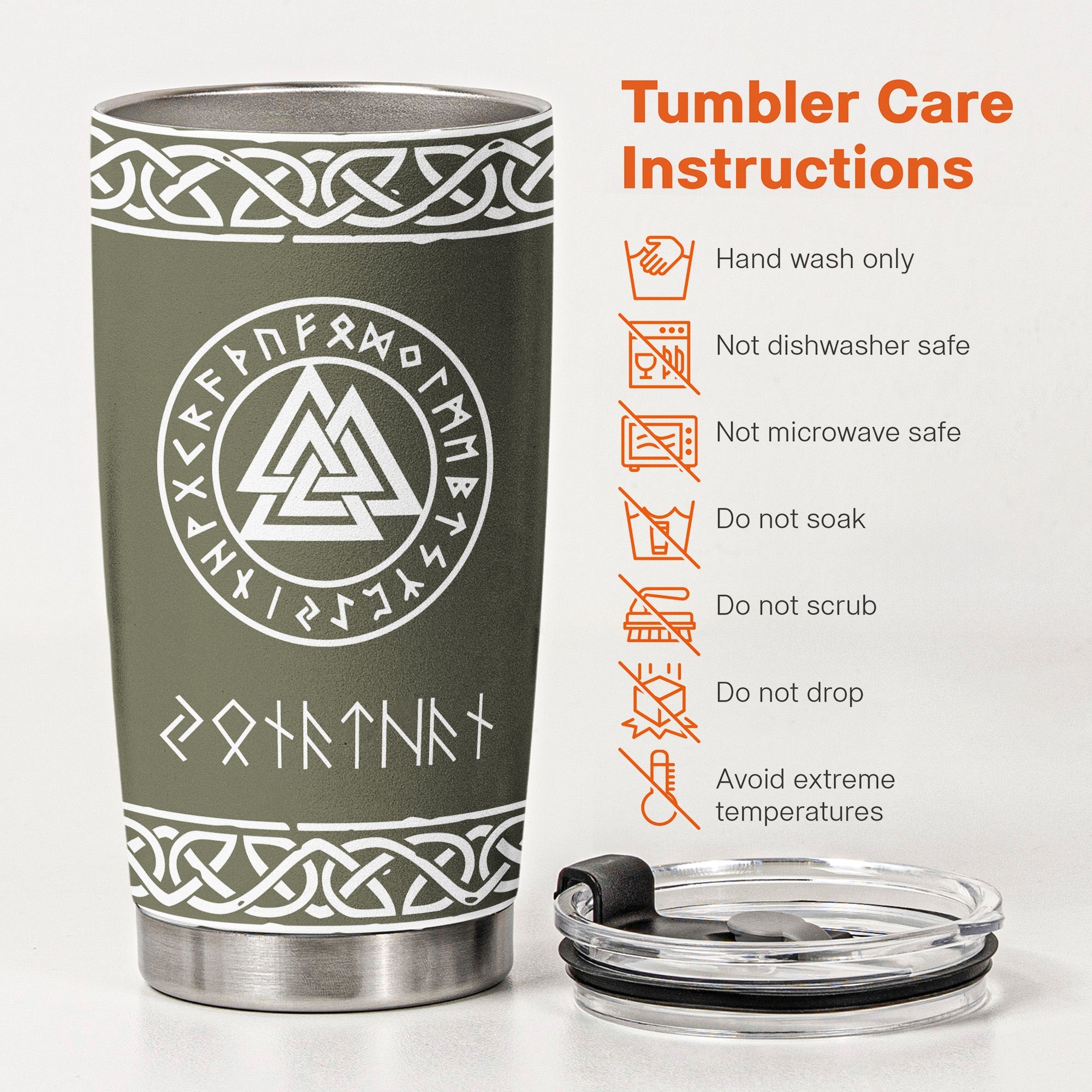 Norse Mythology, Name In Viking Runes - Personalized Tumbler Cup