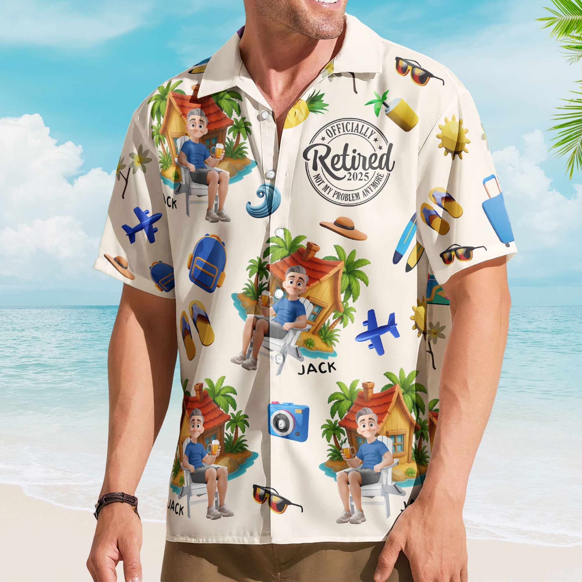 Officially Retired Not My Problem Anymore - Personalized Hawaiian Shirt