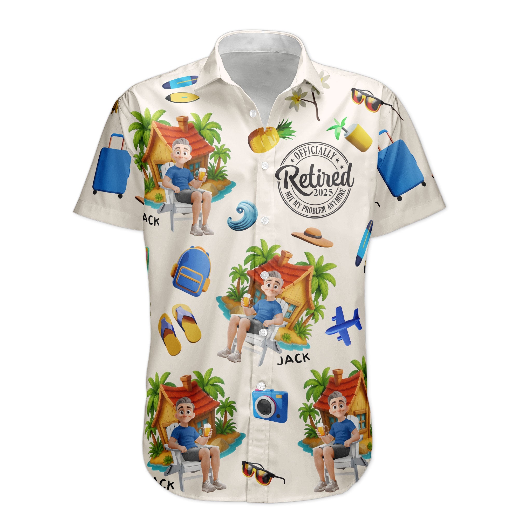 Officially Retired Not My Problem Anymore - Personalized Hawaiian Shirt