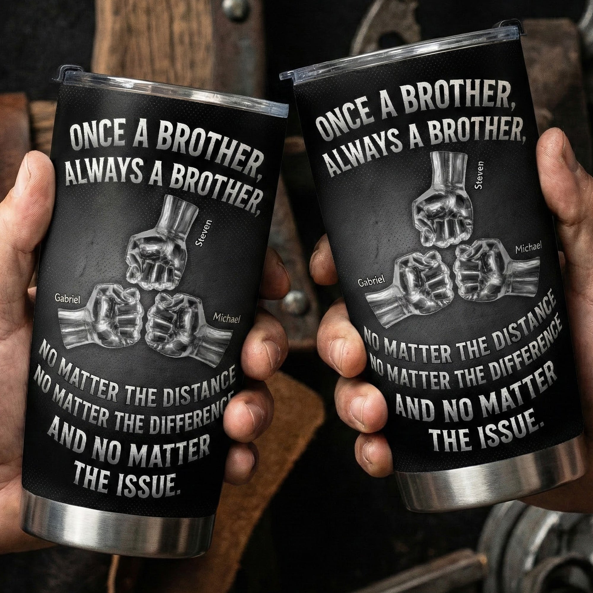 Personalized Brother 20 oz Stainless Steel Tumbler – No Matter the Distance