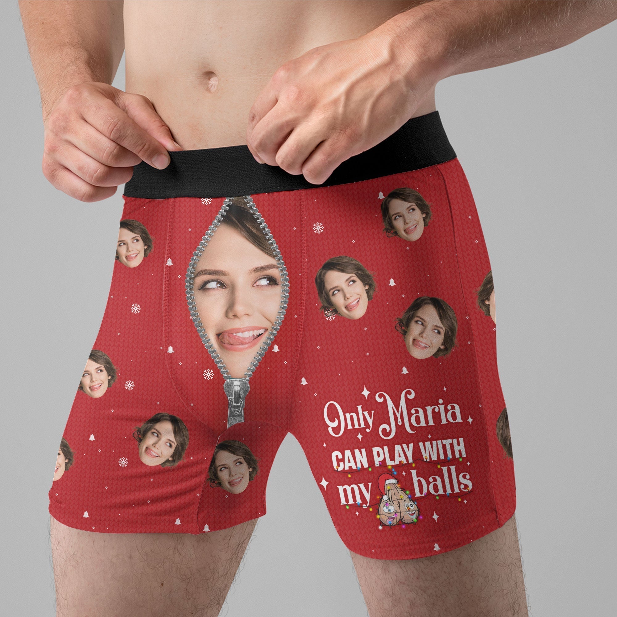 Personalized Photo Men's Boxer Briefs – Only Wife Can Play With My Balls