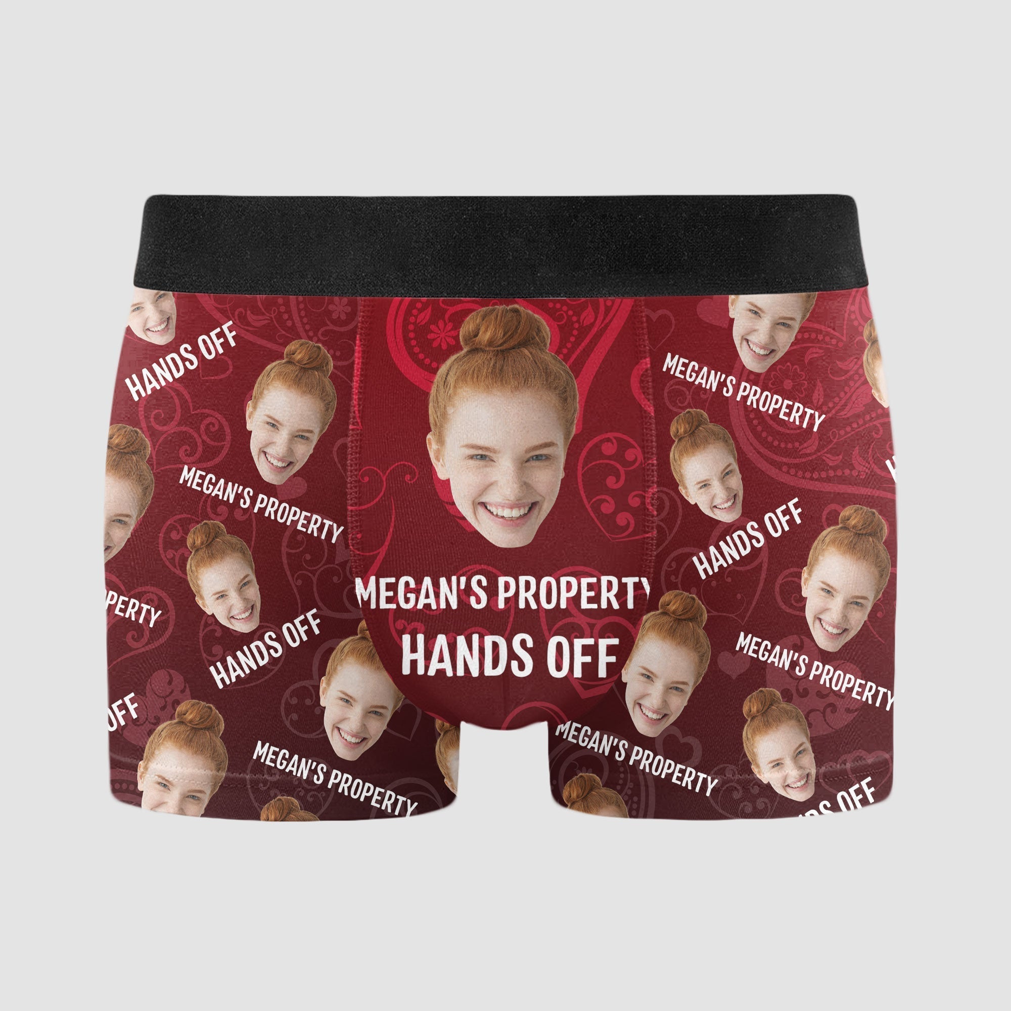 Personalized Photo Men's Boxer Briefs – “Property Of, Hands Off” Custom Face Underwear