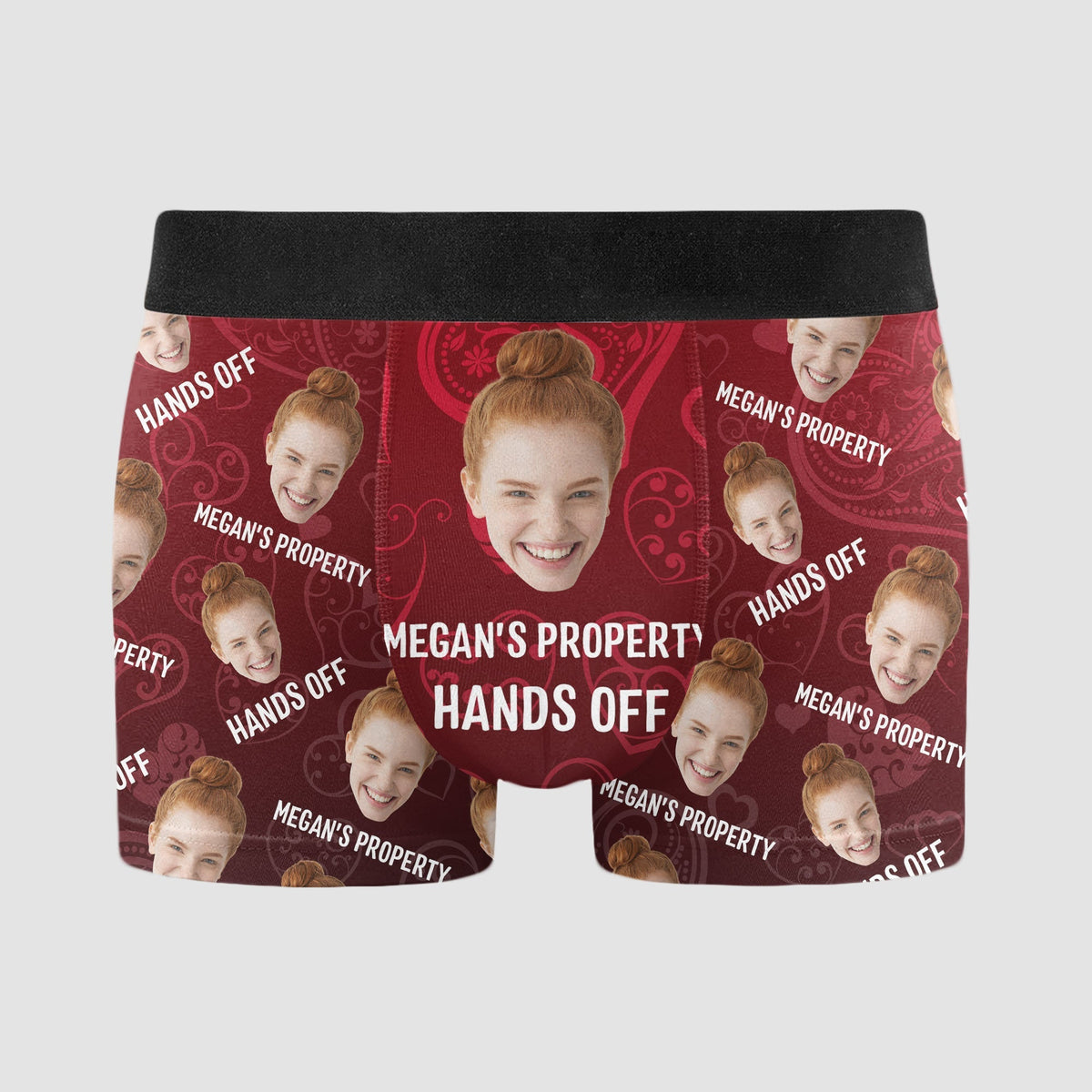 Personalized Photo Men's Boxer Briefs – “Property Of, Hands Off” Custom Face Underwear