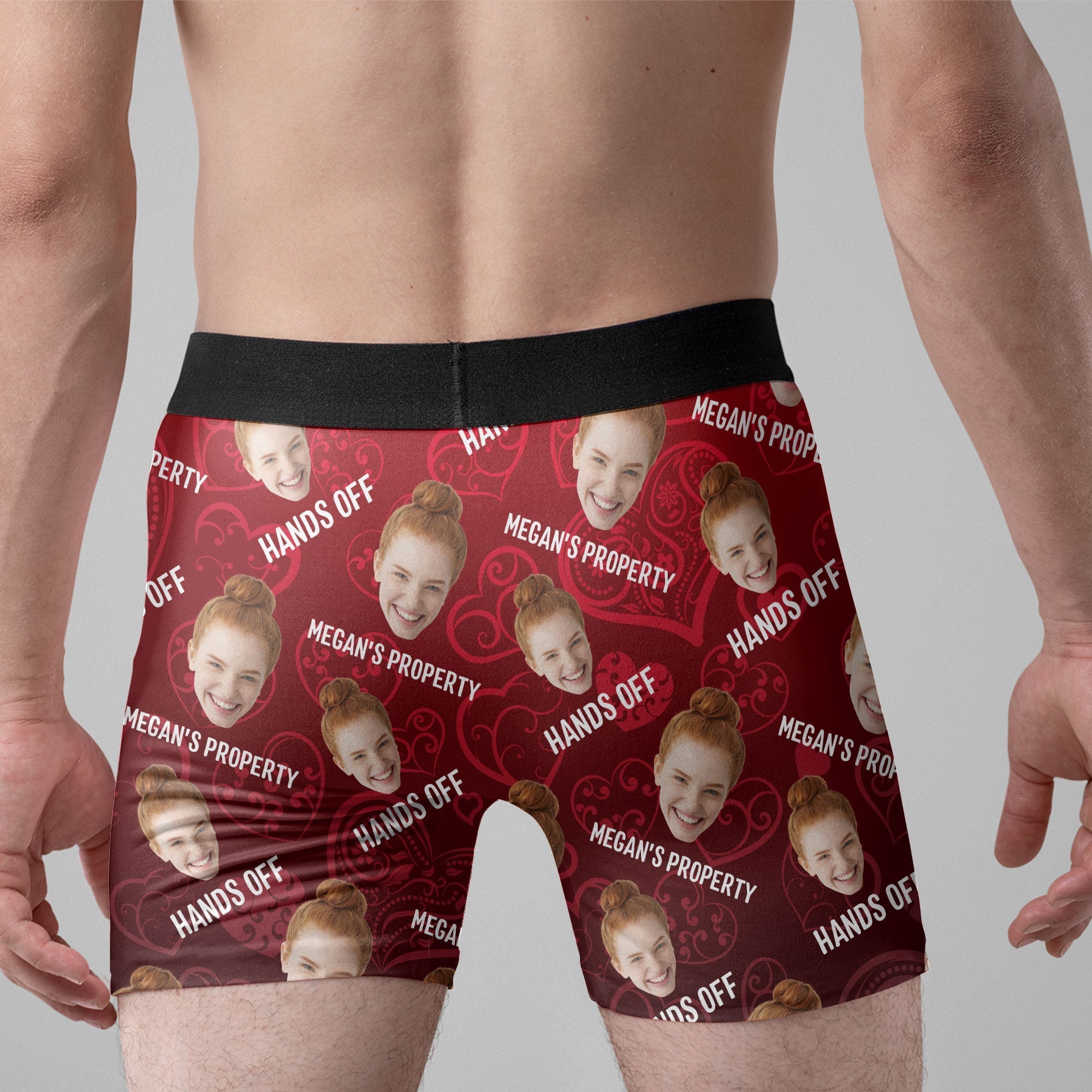Personalized Photo Men's Boxer Briefs – “Property Of, Hands Off” Custom Face Underwear