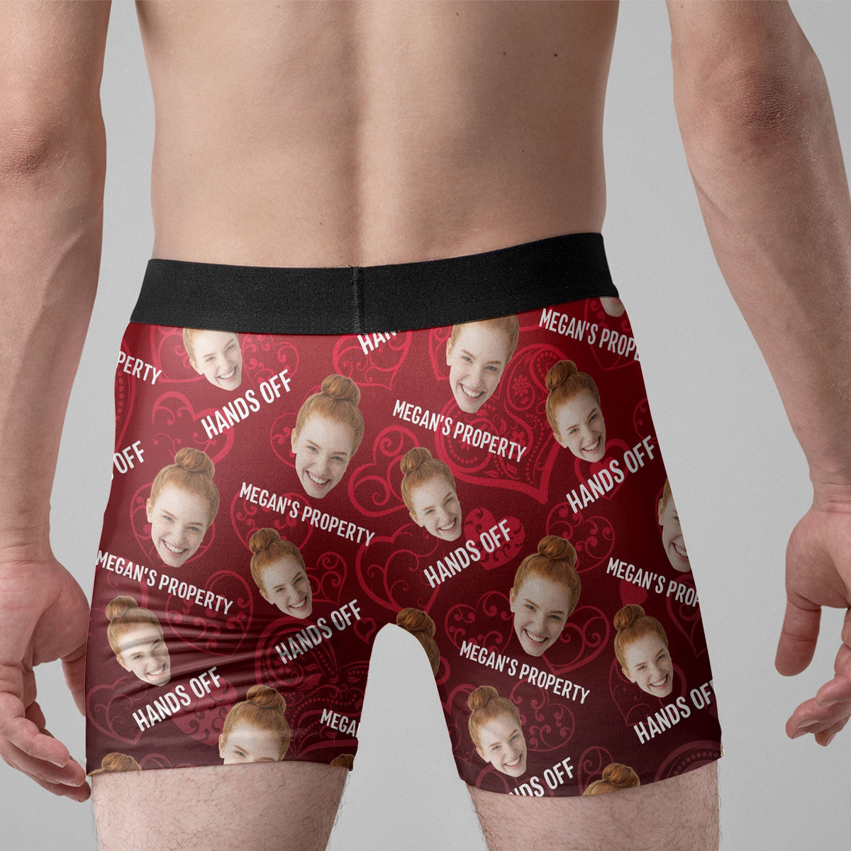 Personalized Photo Men's Boxer Briefs – “Property Of, Hands Off” Custom Face Underwear