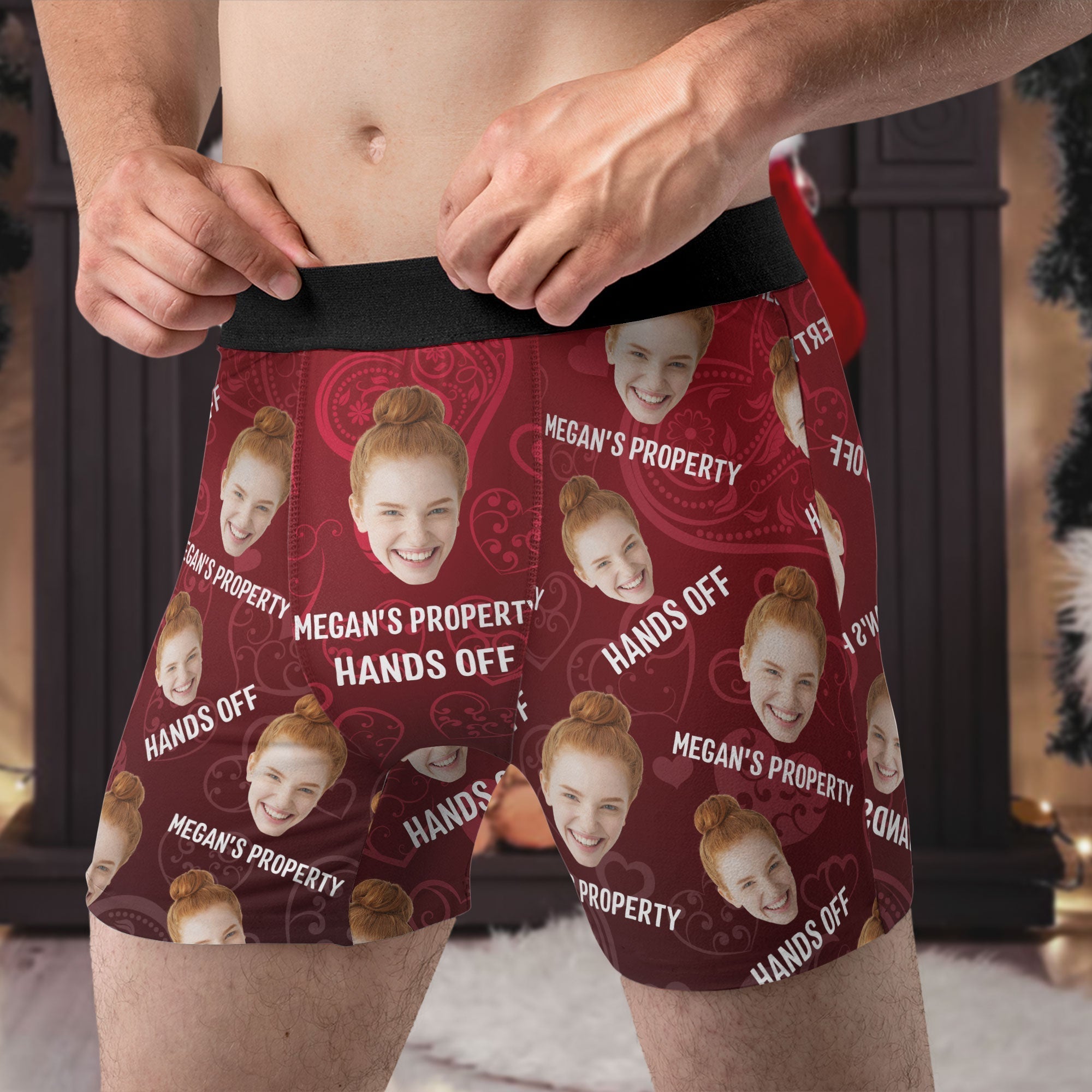 Personalized Photo Men's Boxer Briefs – “Property Of, Hands Off” Custom Face Underwear