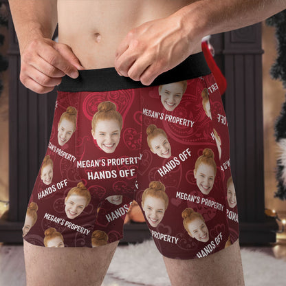 Personalized Photo Men's Boxer Briefs – “Property Of, Hands Off” Custom Face Underwear