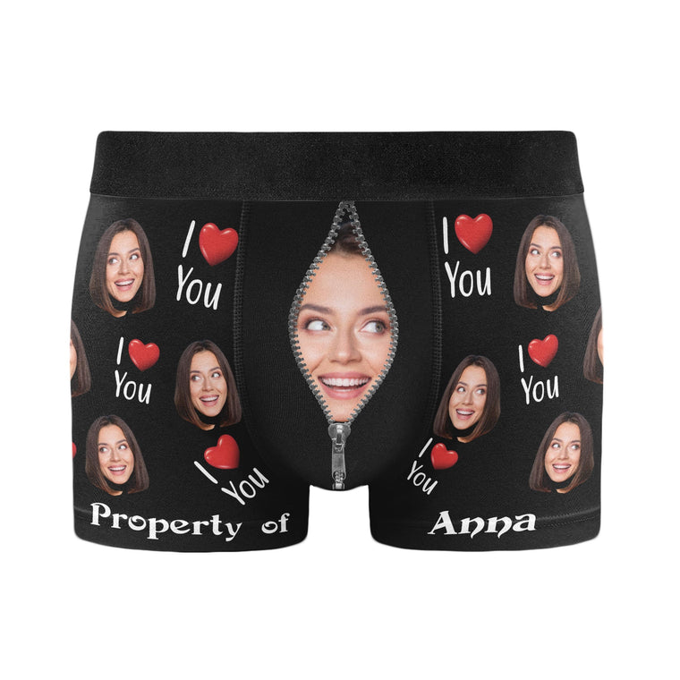 Property of Girlfriend Personalized Photo Men's Boxer Briefs