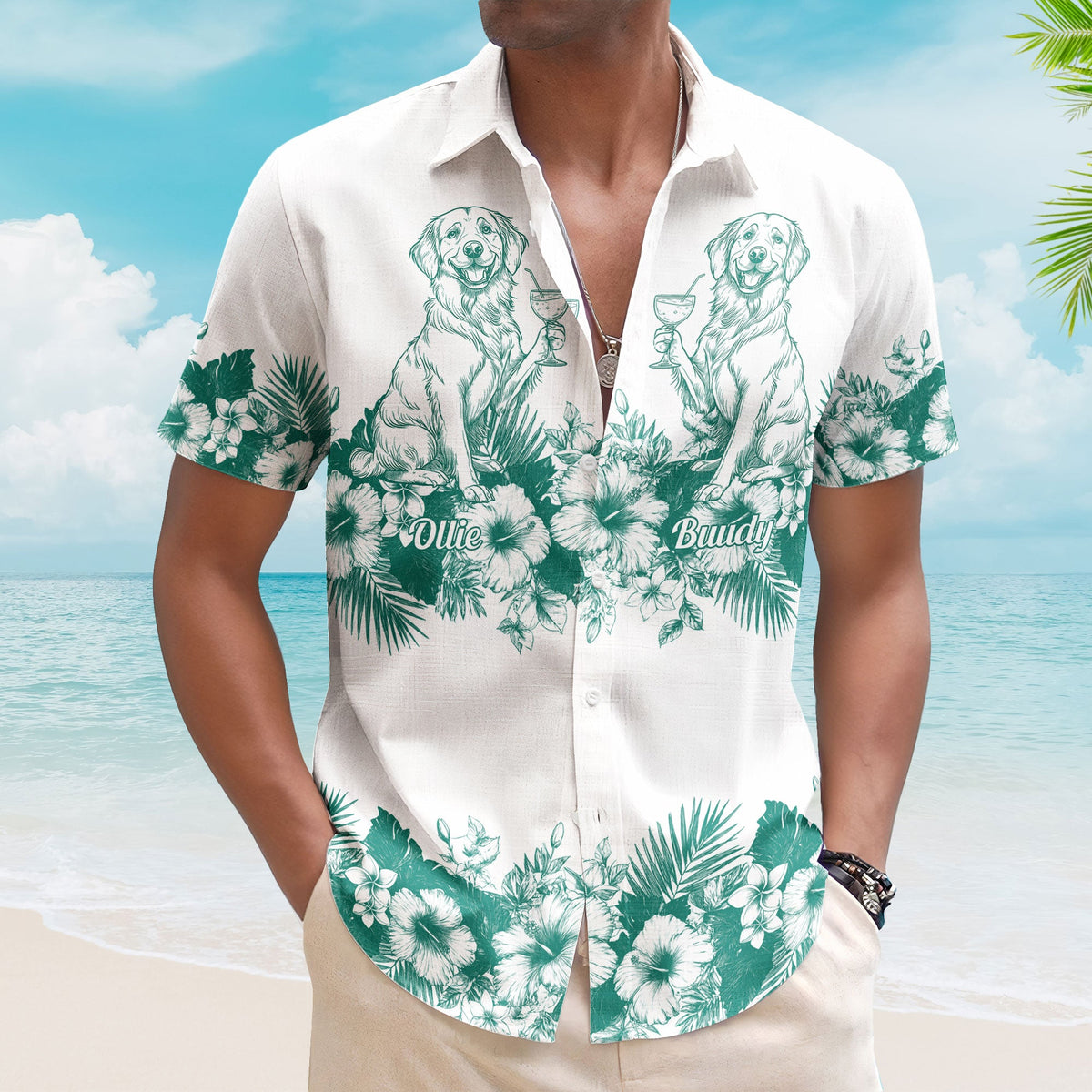 Summer Drinking With Dog - Personalized Hawaiian Shirt