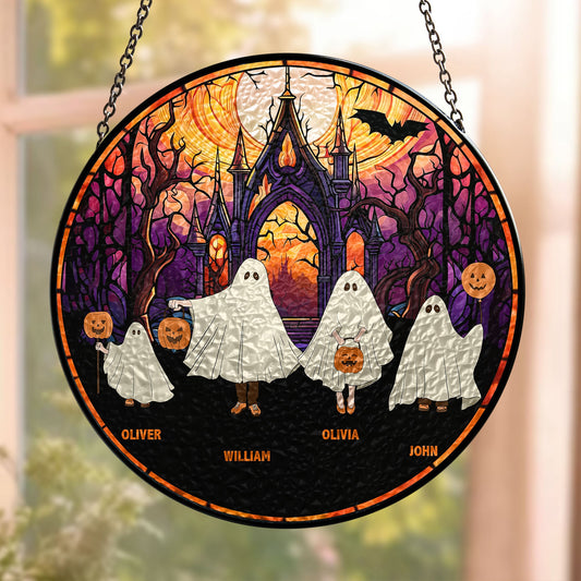 Personalized Ghost Family Stained Glass Window Hanging Suncatcher