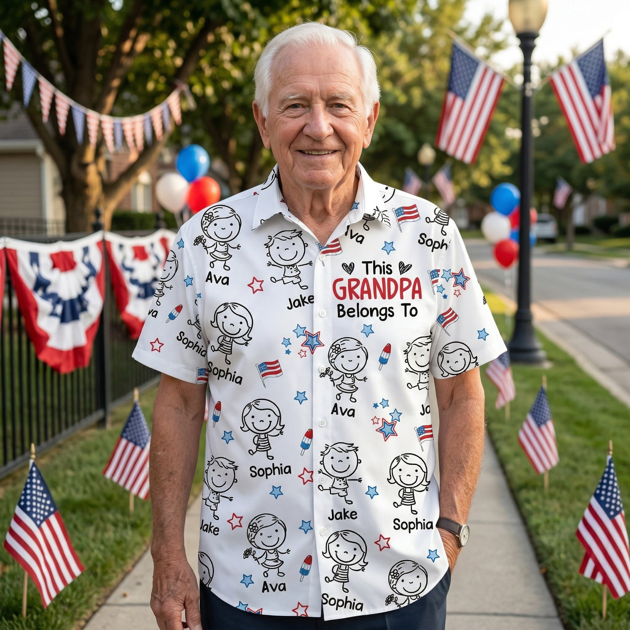 This Daddy Belongs To USA Flag Pattern - Personalized Hawaiian Shirt