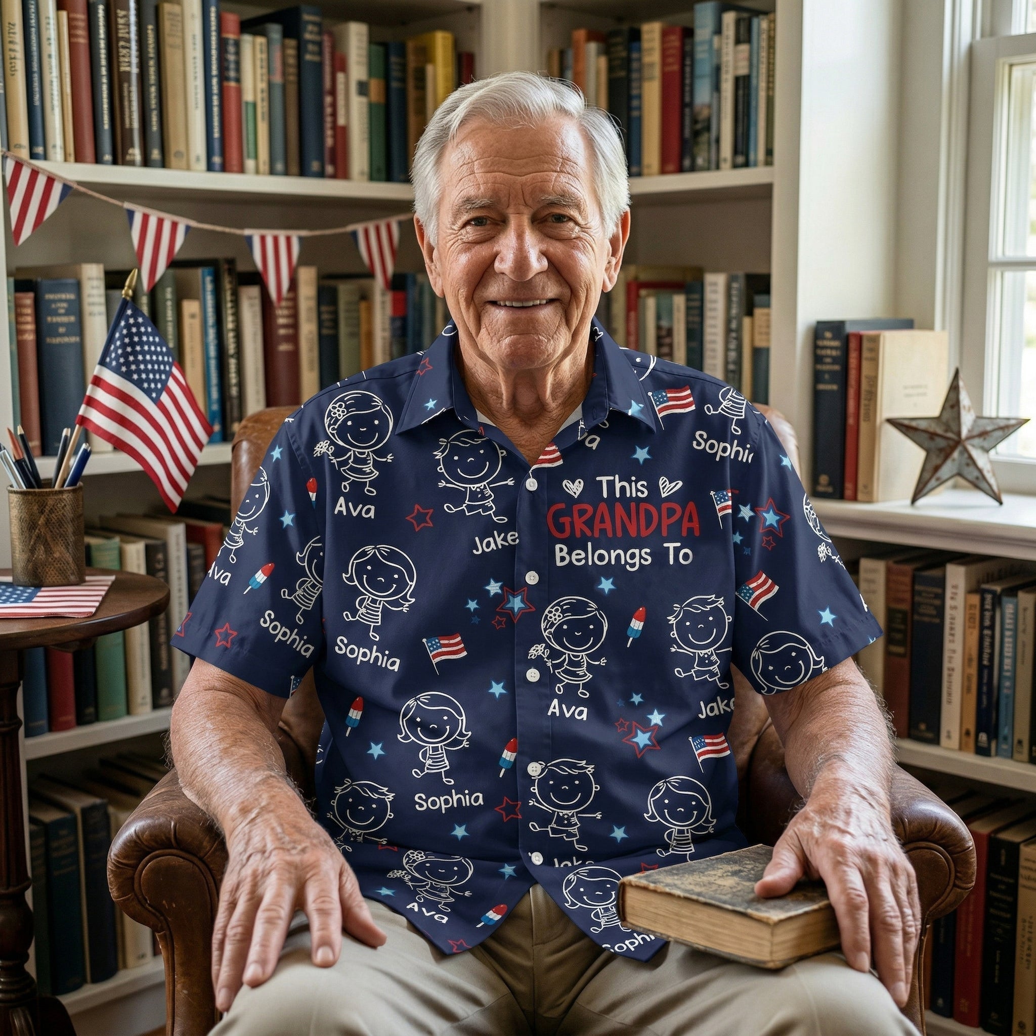 This Daddy Belongs To USA Flag Pattern - Personalized Hawaiian Shirt