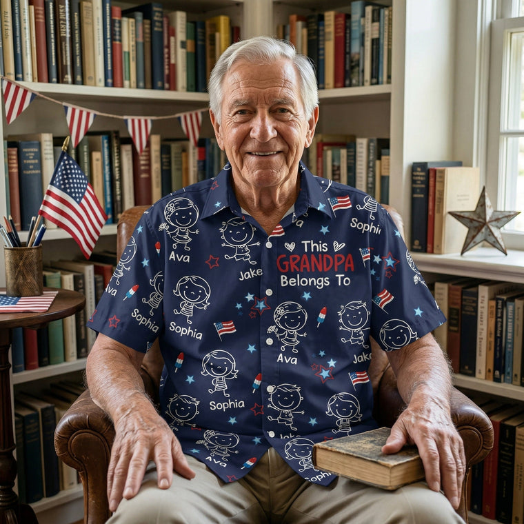 This Daddy Belongs To USA Flag Pattern - Personalized Hawaiian Shirt