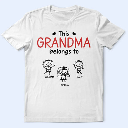 This Grandpa Belongs To Personalized Stick Figure Kids T-Shirt