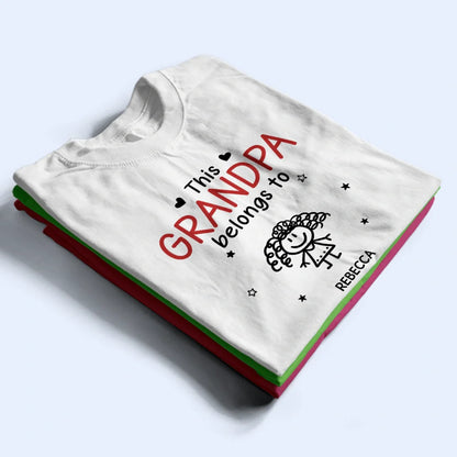 This Grandpa Belongs To Personalized Stick Figure Kids T-Shirt