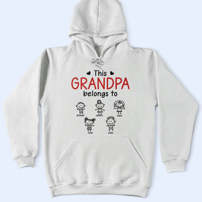 This Grandpa Belongs To Personalized Stick Figure Kids T-Shirt