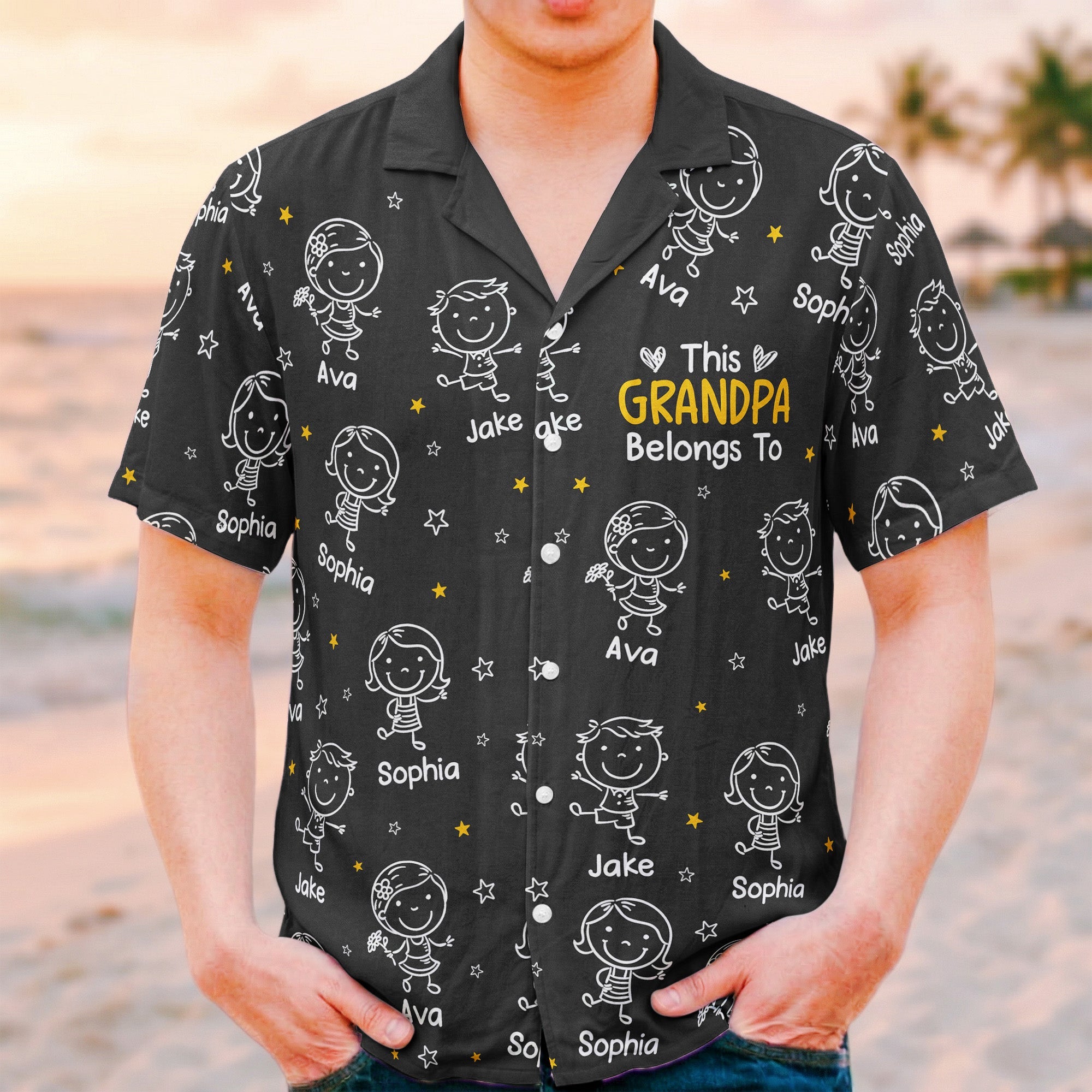 This Grandpa Belongs To Doodle Style - Personalized Hawaiian Shirt
