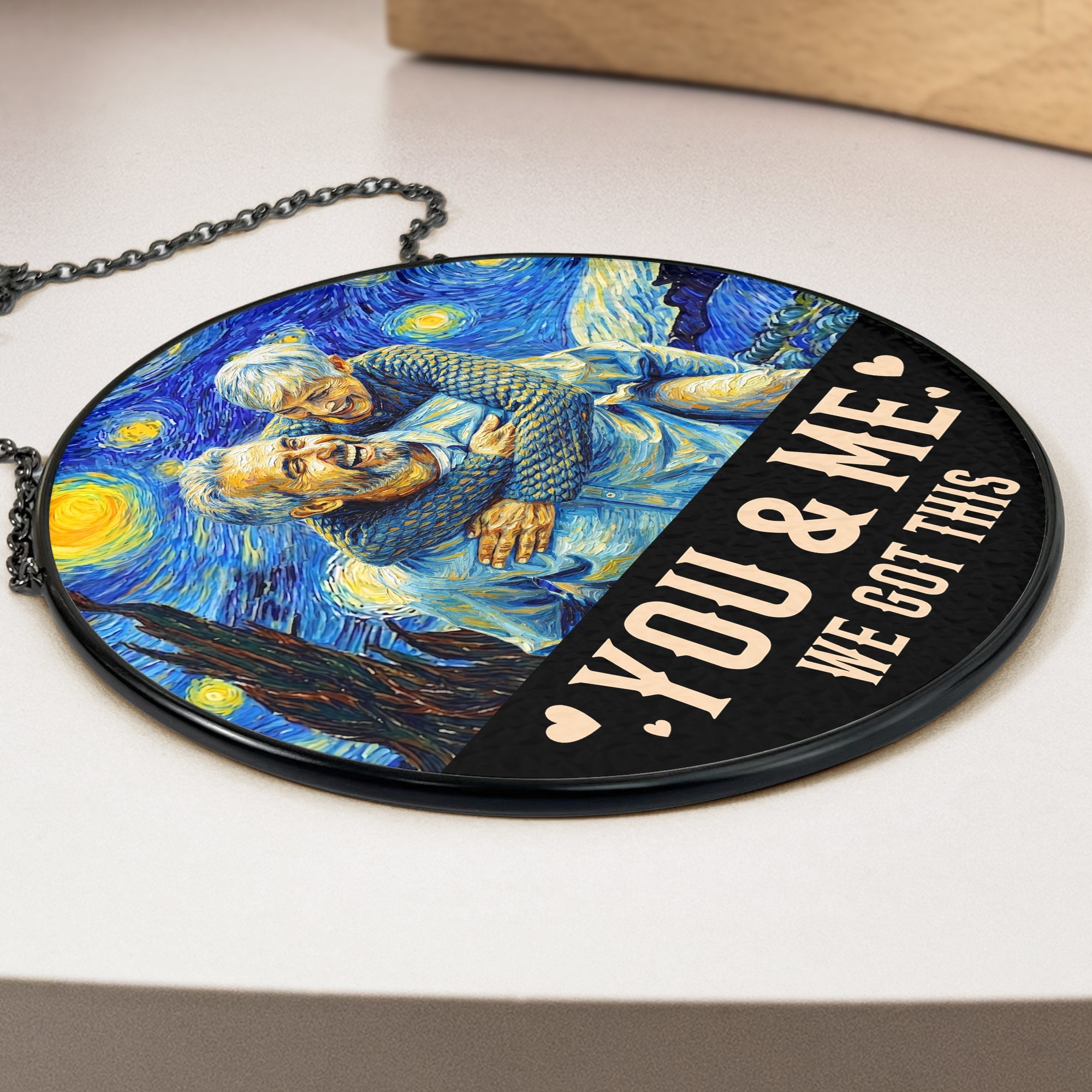 Van Gogh Style You & Me We Got This - Personalized Photo Stained Glass Window Hanging Suncatcher