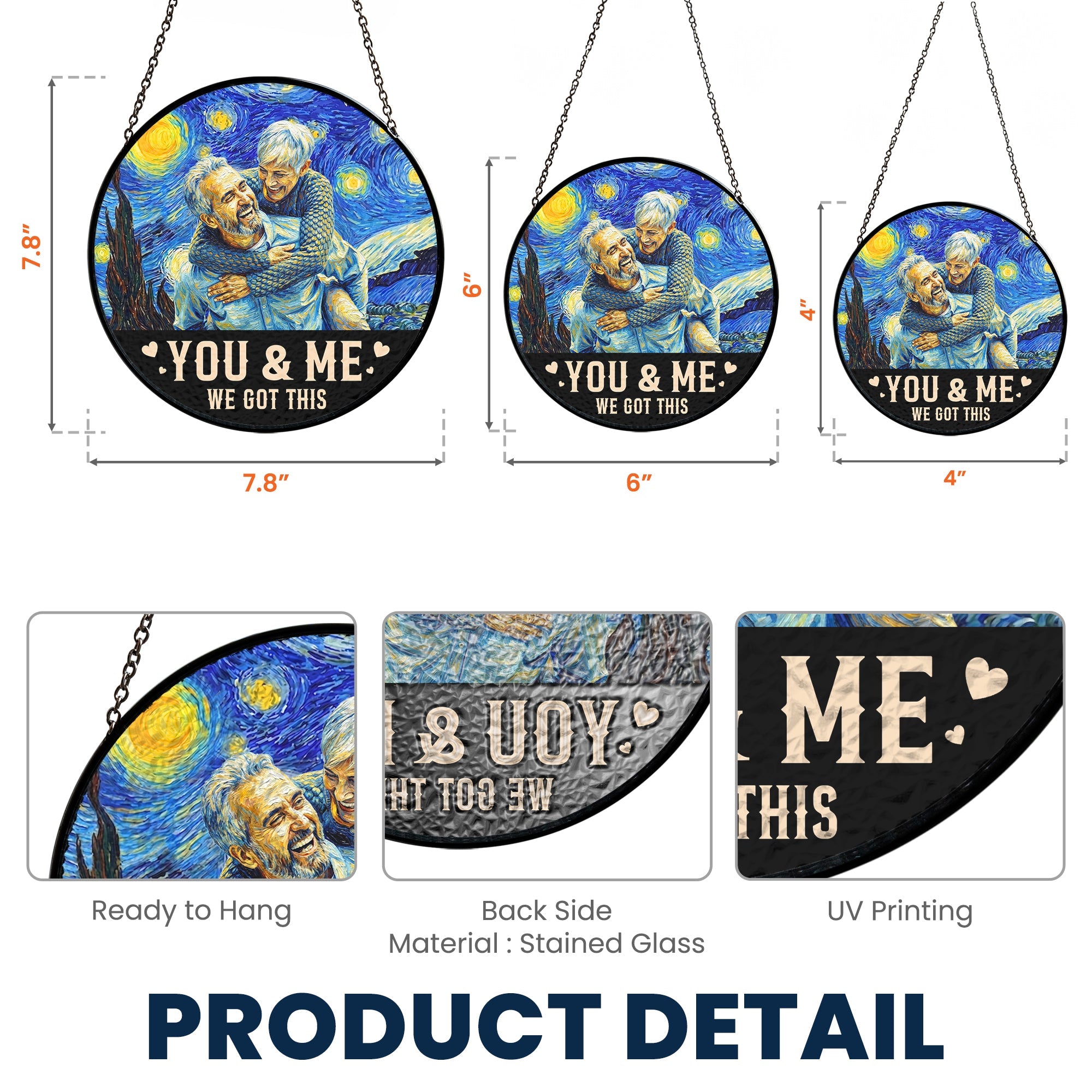 Van Gogh Style You & Me We Got This - Personalized Photo Stained Glass Window Hanging Suncatcher