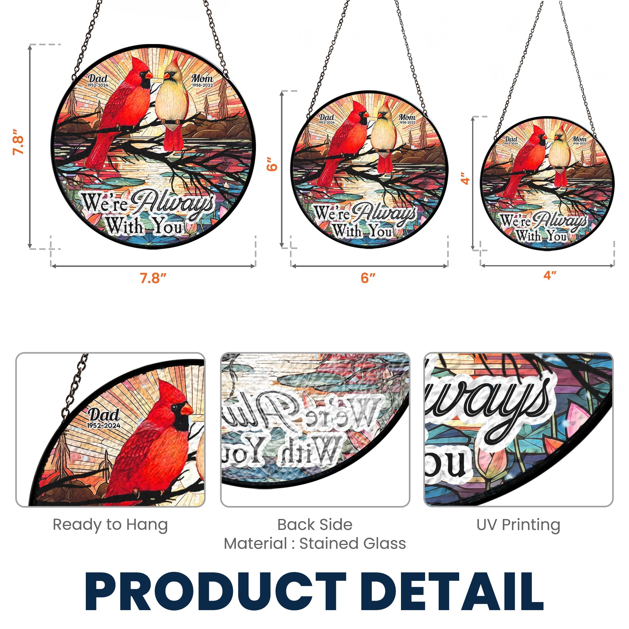 We're Always With You - Personalized Stained Glass Window Hanging Suncatcher