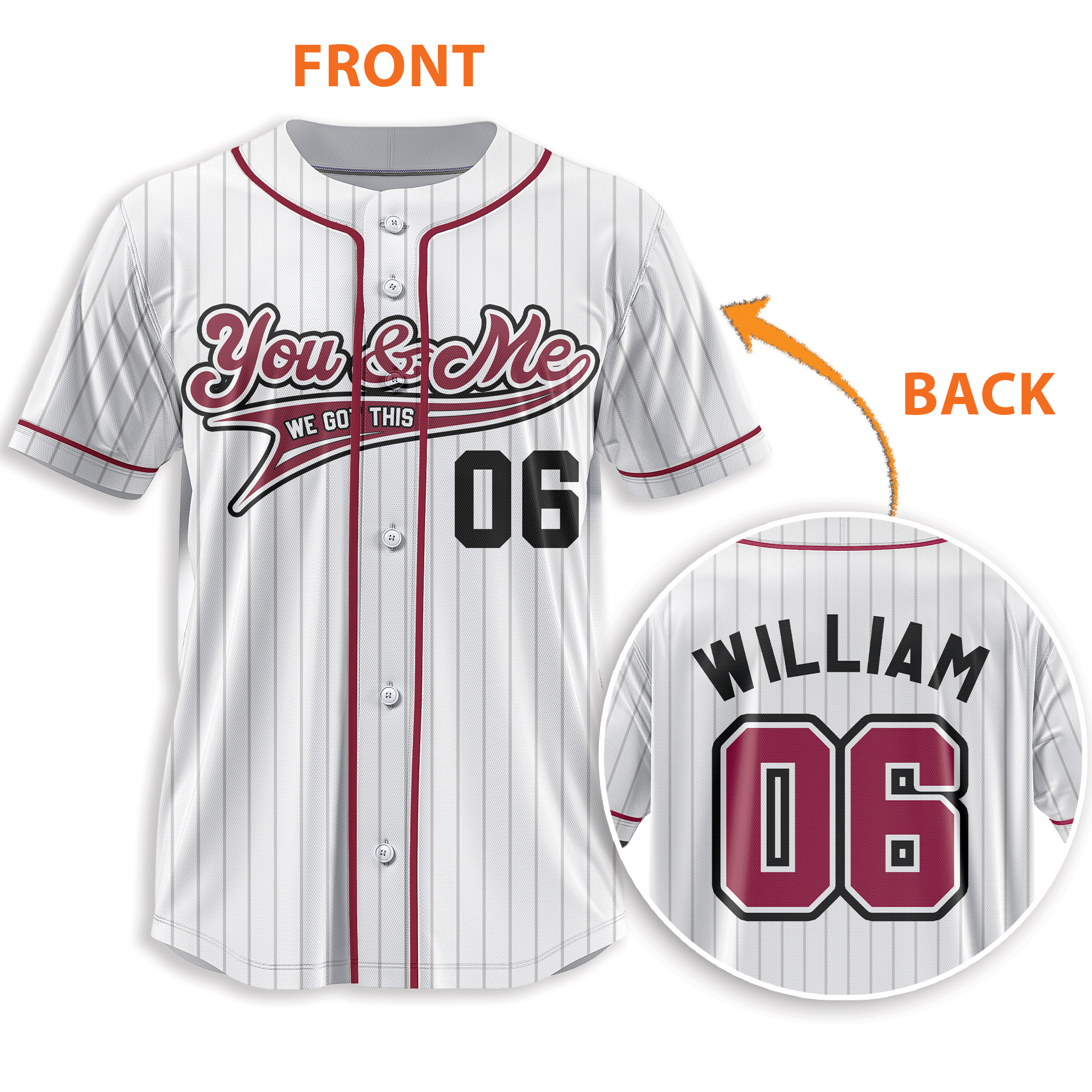 You & Me We Got This Personalized Matching Couples Baseball Jerseys