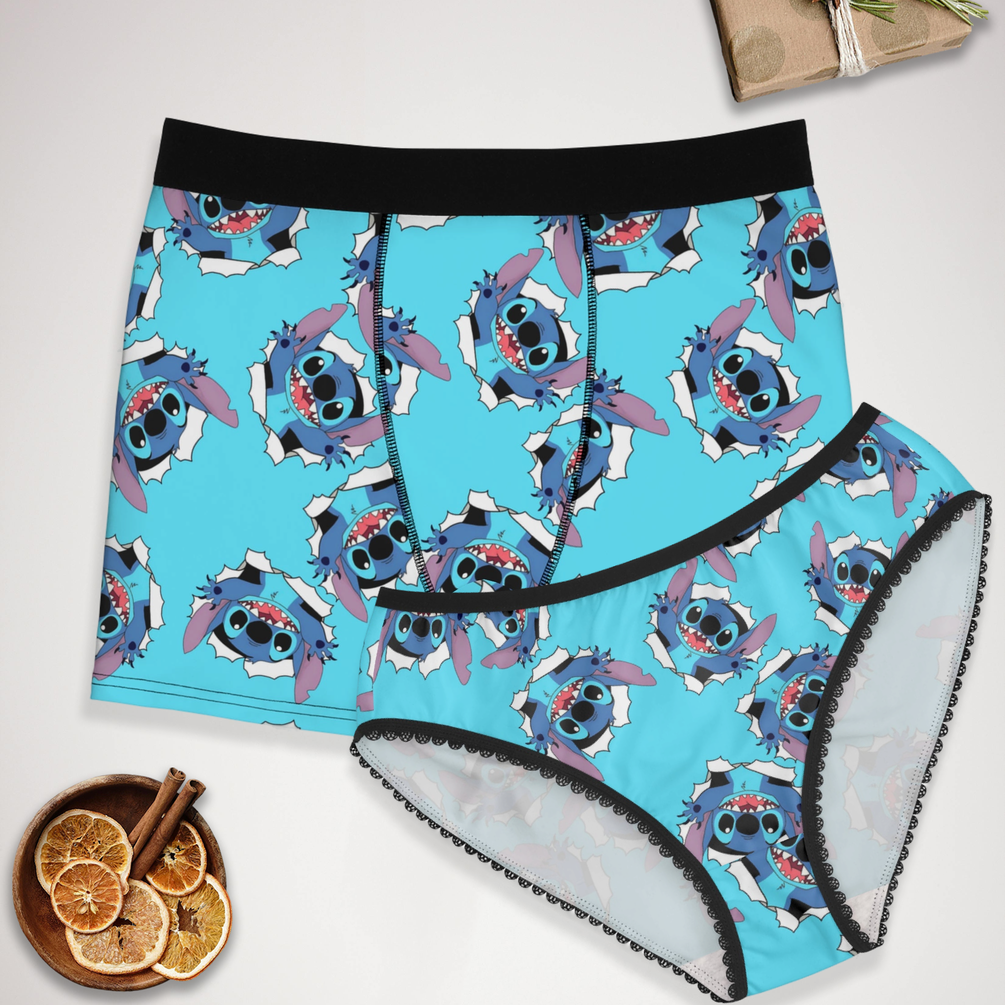 Couples matching stitch underwear set boxer & briefs