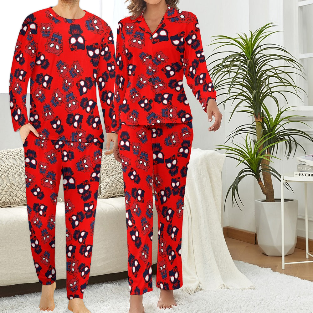 Couples' Matching kitty spider dark Pajama Set