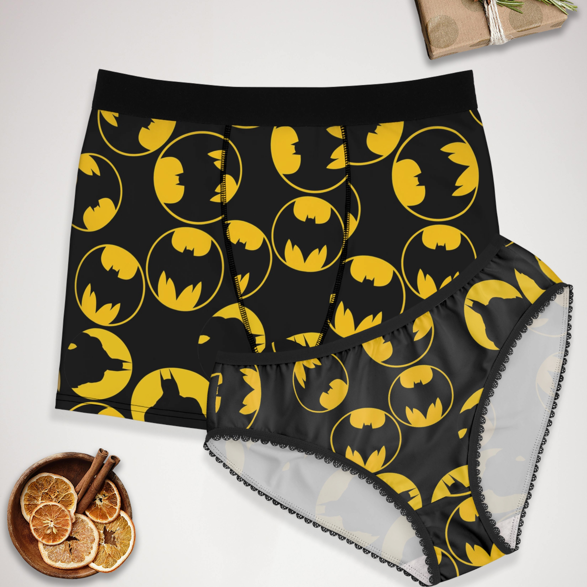 Couples matching batman circle underwear set boxer & briefs