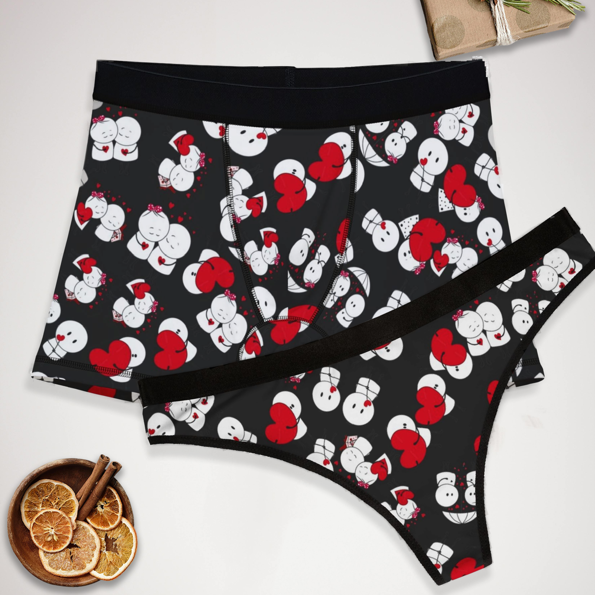 Matching underwear cute valentine love for couples boxer & thong set