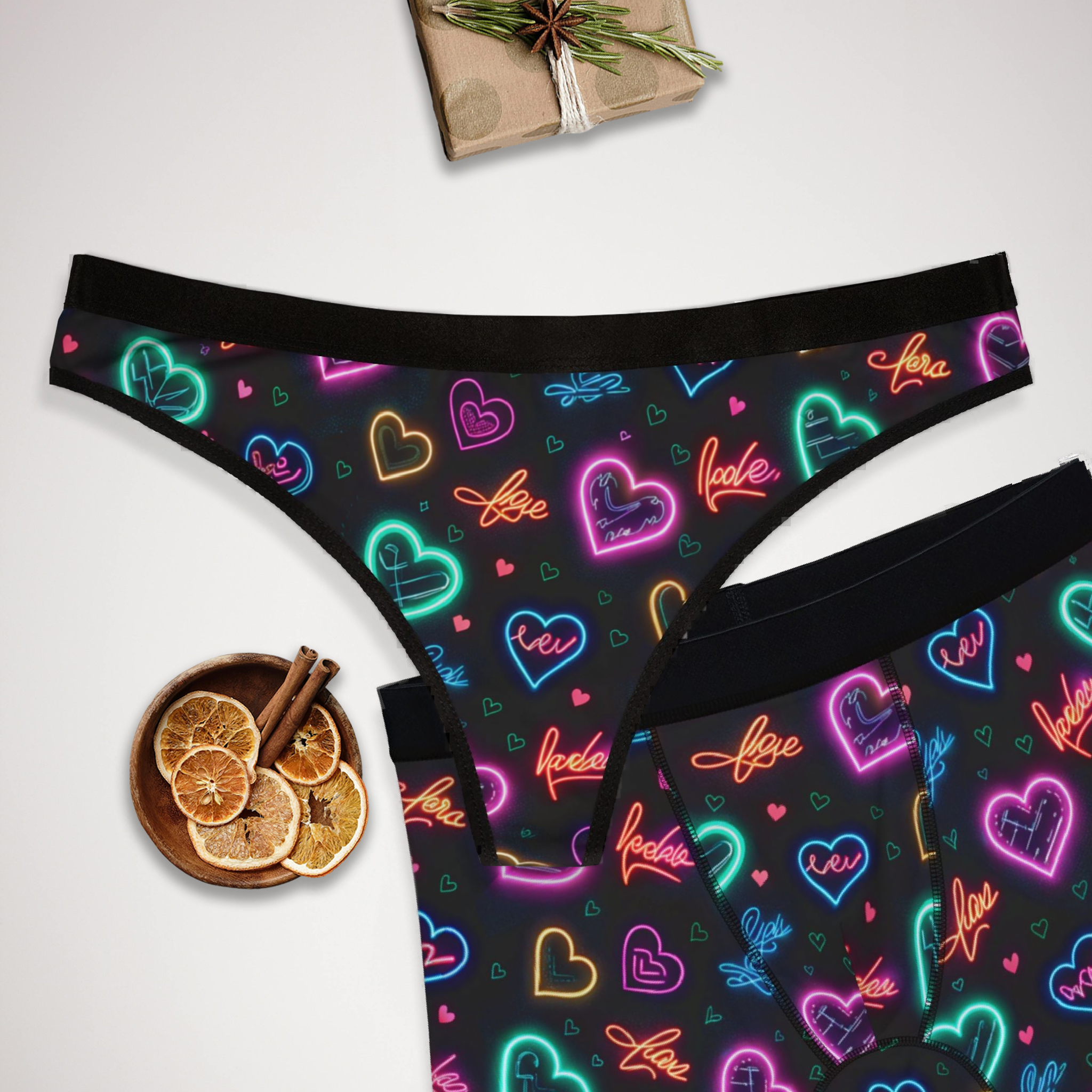 Matching underwear Valentine Digital Extra for couples boxer & thong set