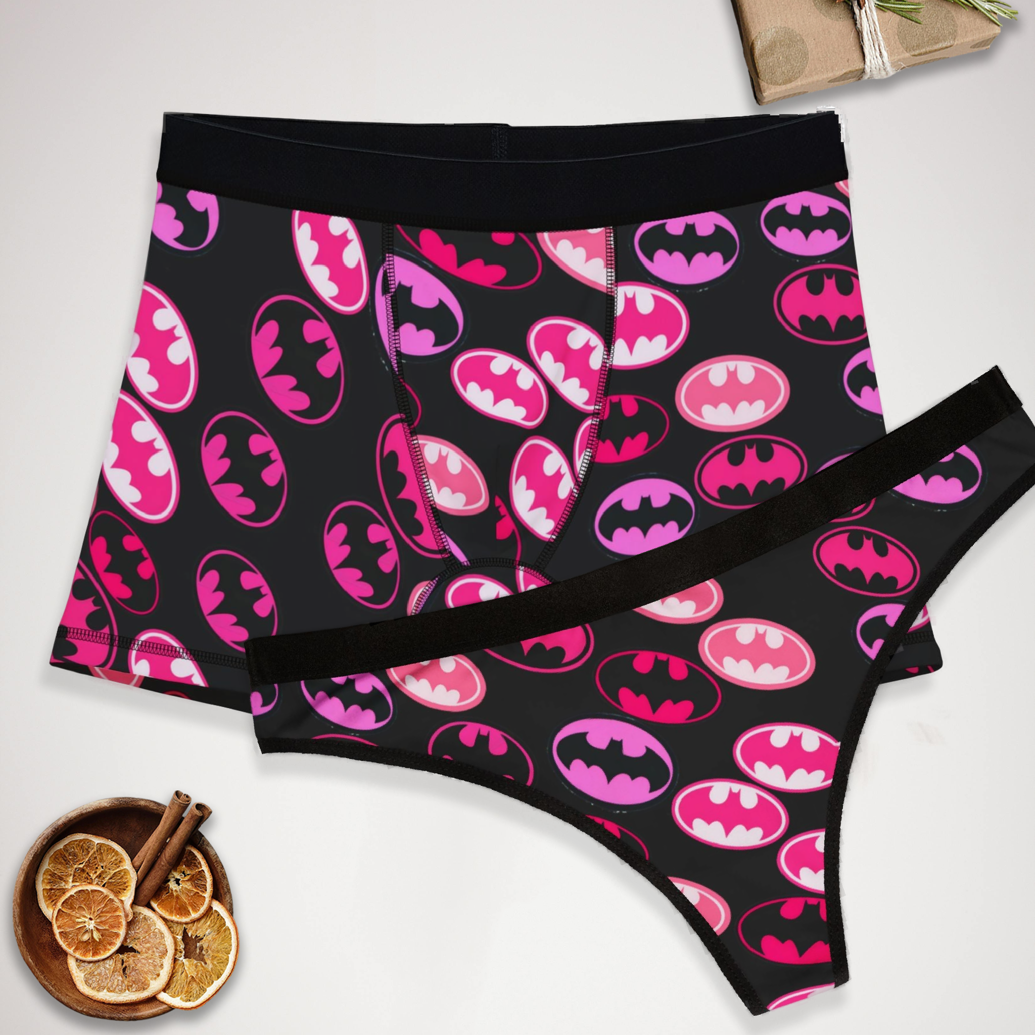 Matching underwear batman rose valentine love for couples boxer & thong set