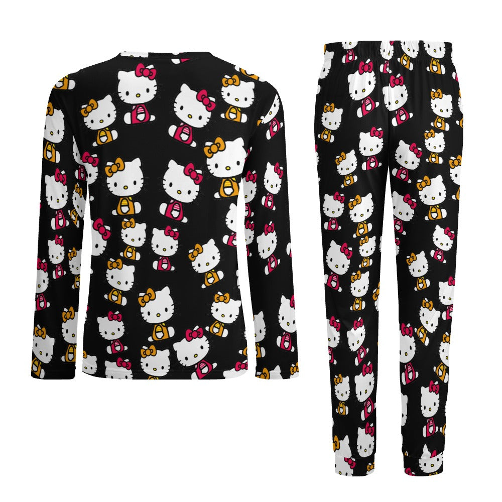 Men's Pajama suit kitty two color black