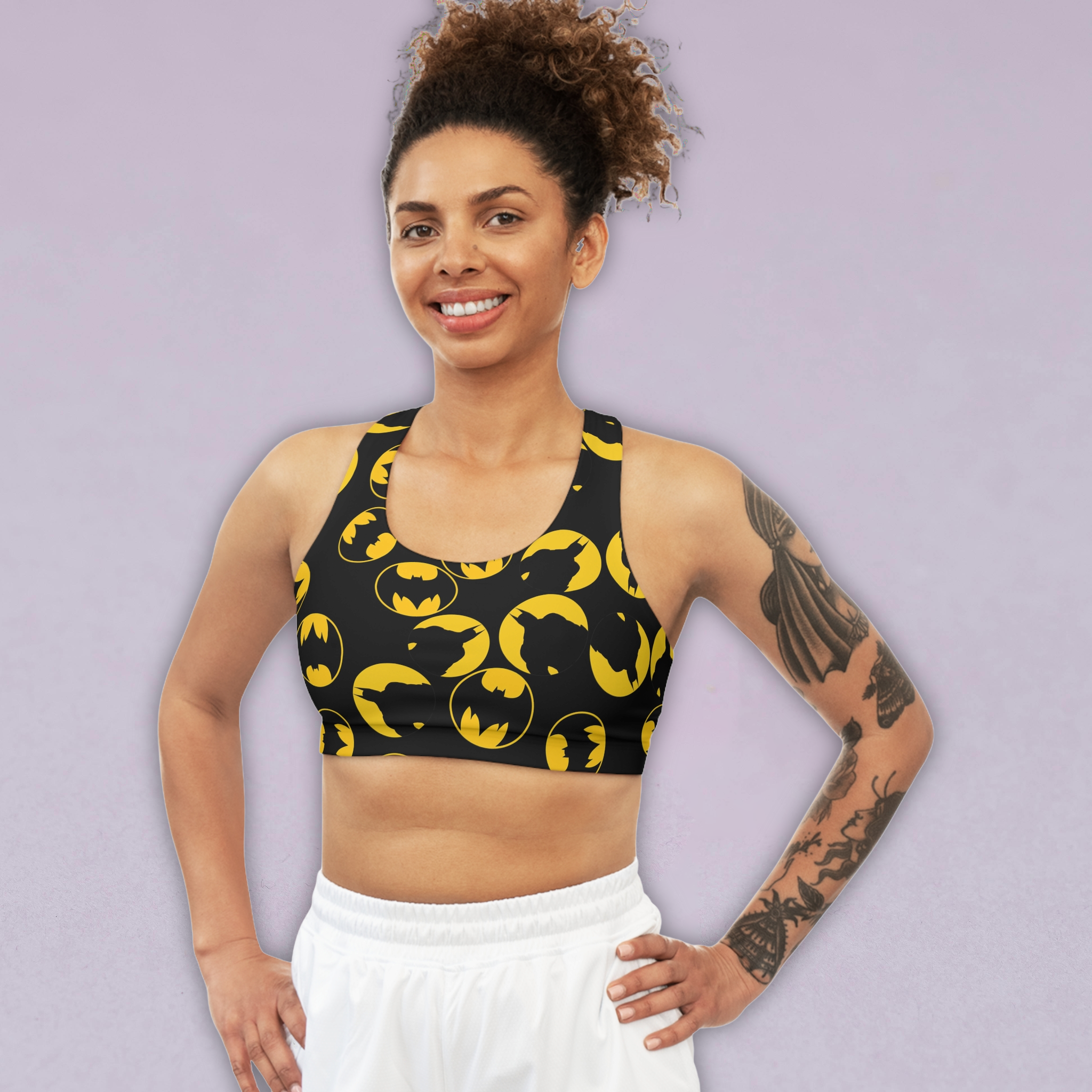 Sports bra batman circle black