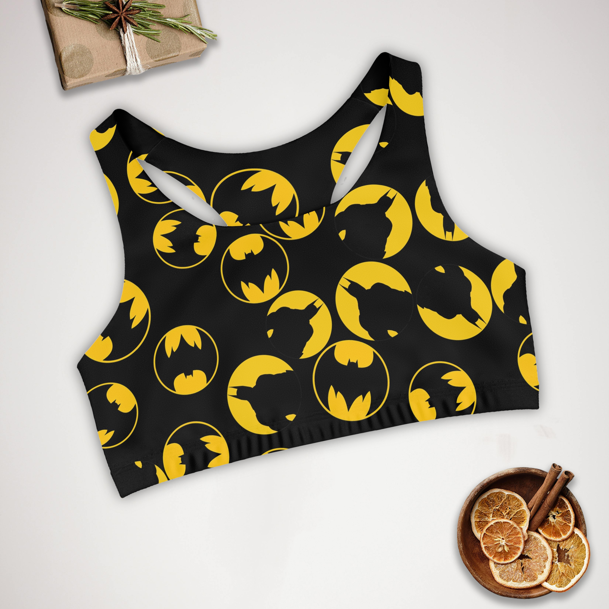 Sports bra batman circle black