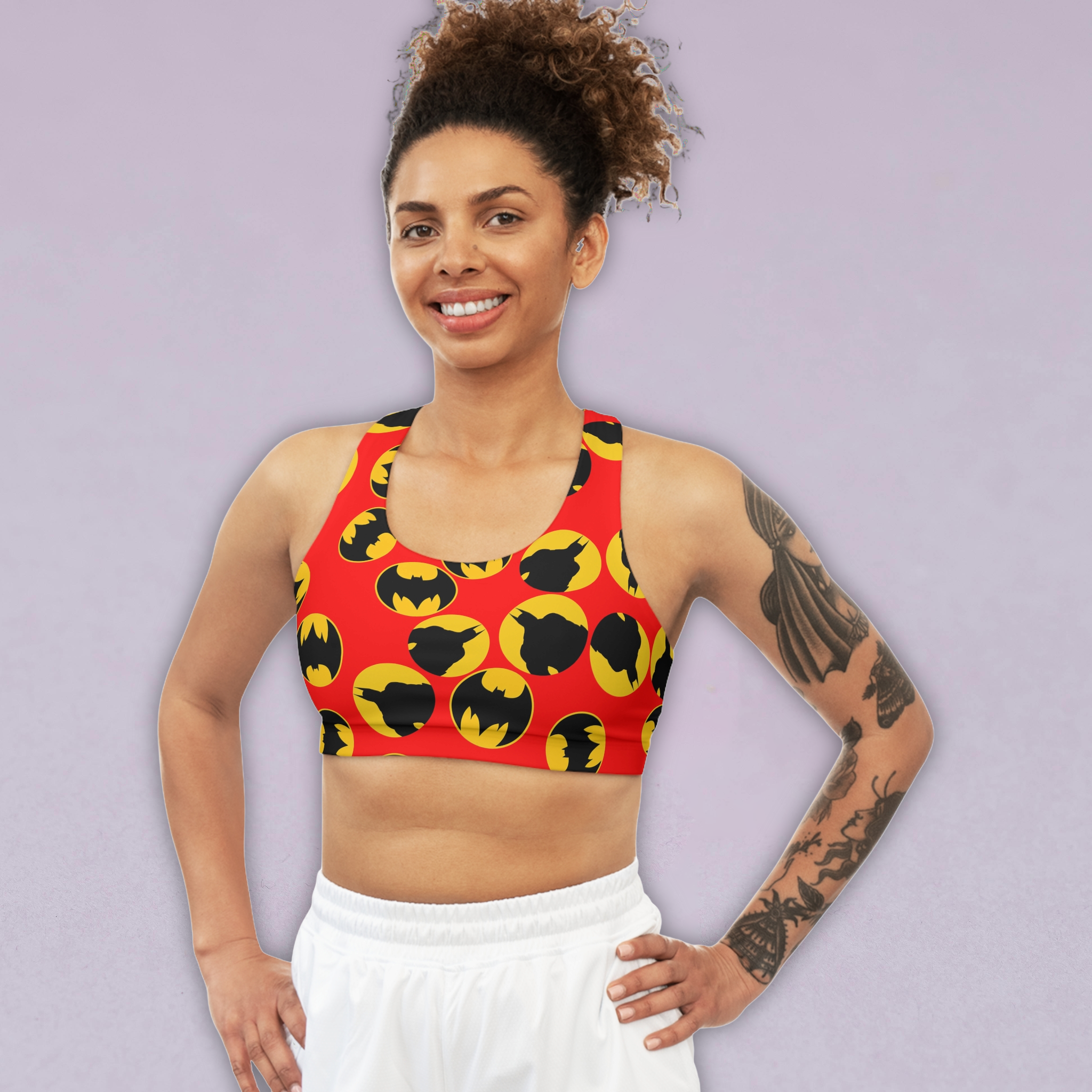 Sports bra batman circle red